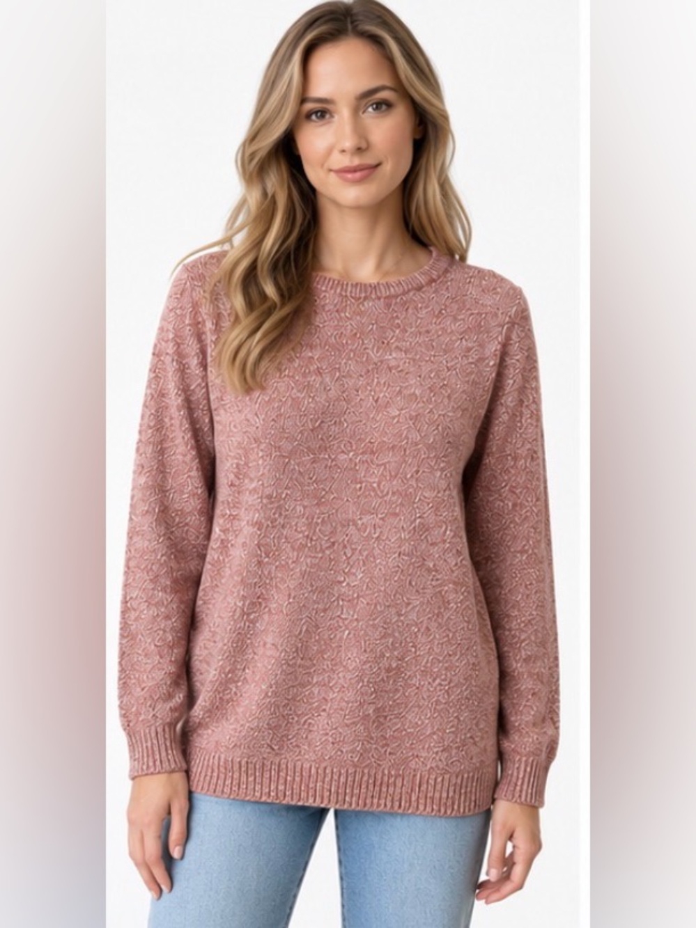 Pink Clover Pink Marled Knit Crewneck Sweater Size M